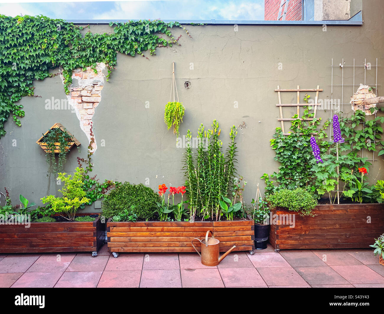 Jardin urbain sur le toit. Banque D'Images