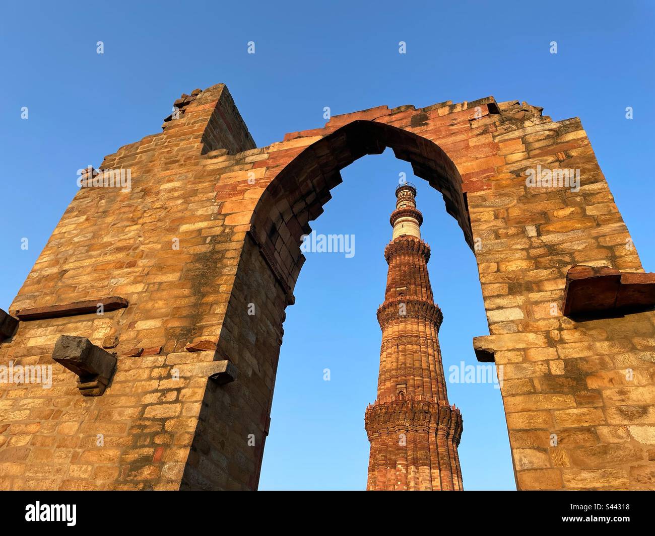 Moment historique Qutab Minar à Delhi Banque D'Images