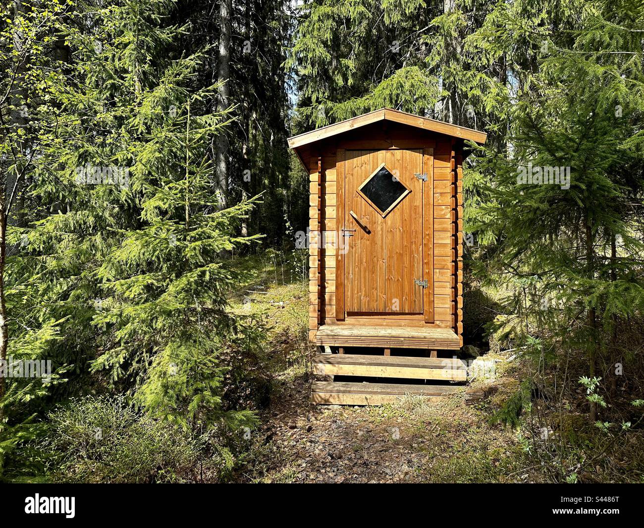 Outhouse en bois Banque D'Images