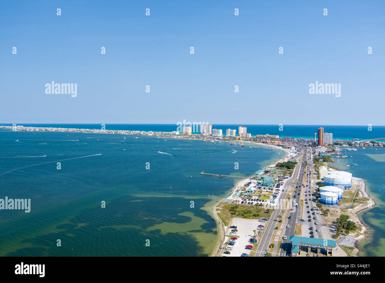 Pensacola, vue aérienne de la plage de Floride Banque D'Images