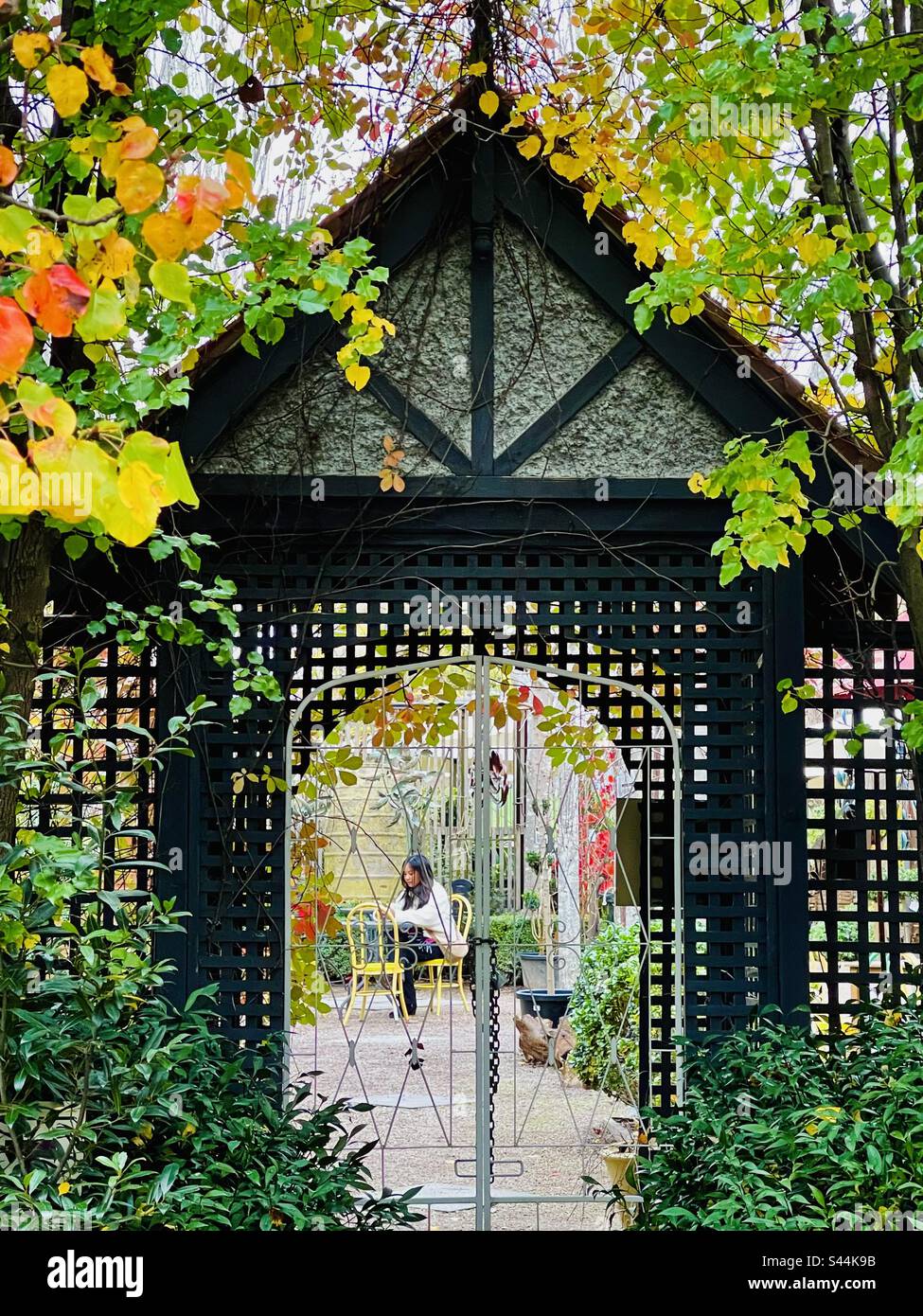 Vue sur le jardin d'automne. Banque D'Images