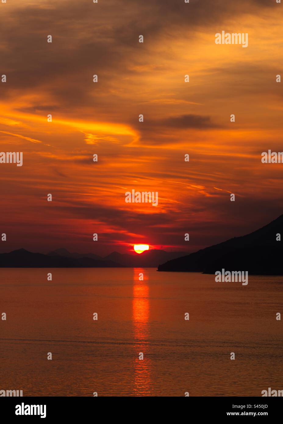 Coucher du soleil à Dubrovnik, Croatie. Banque D'Images