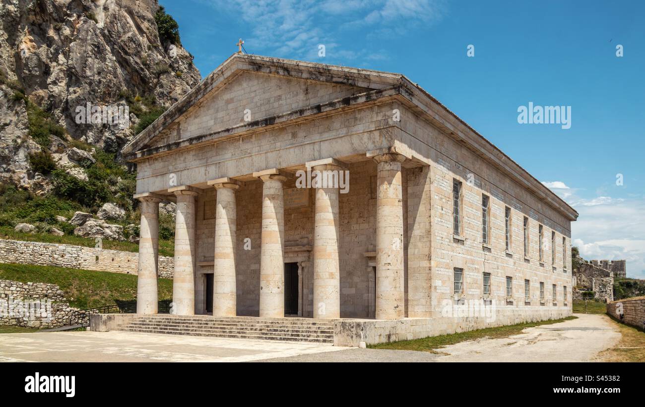 Église Sainte de Saint George, ancienne forteresse de Corfou, Grèce. - Image de stock capturée avec un smartphone