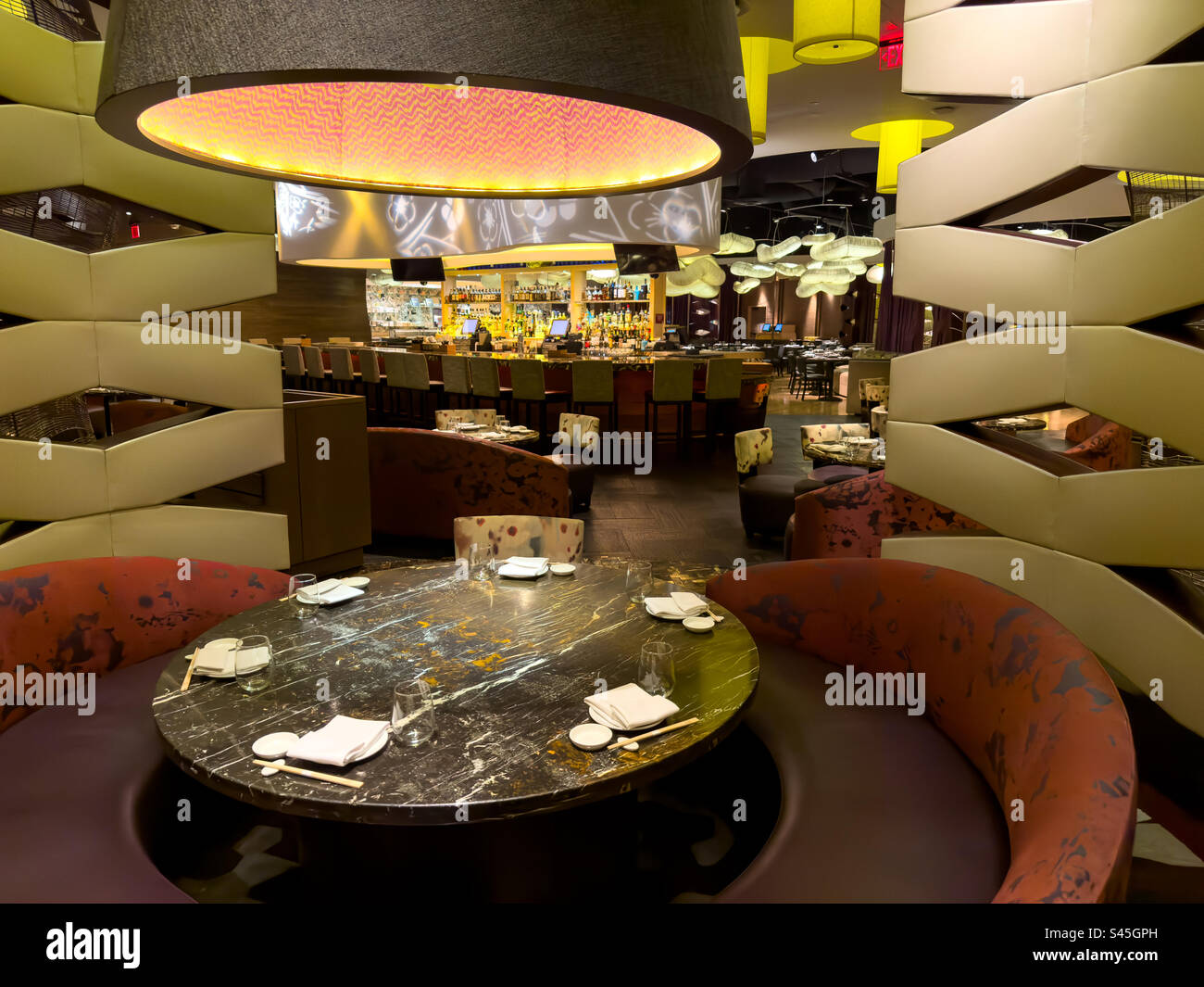Salle à manger à l'intérieur du restaurant Nobu du Caesars Palace Las Vegas Banque D'Images