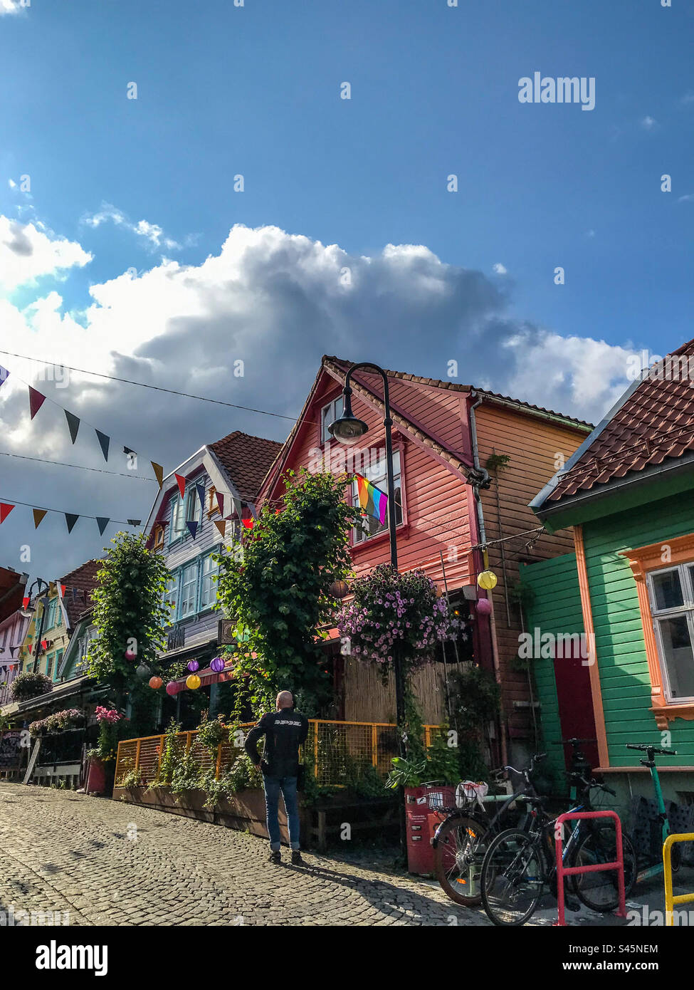 Stavanger Norvège rue colorée Banque D'Images