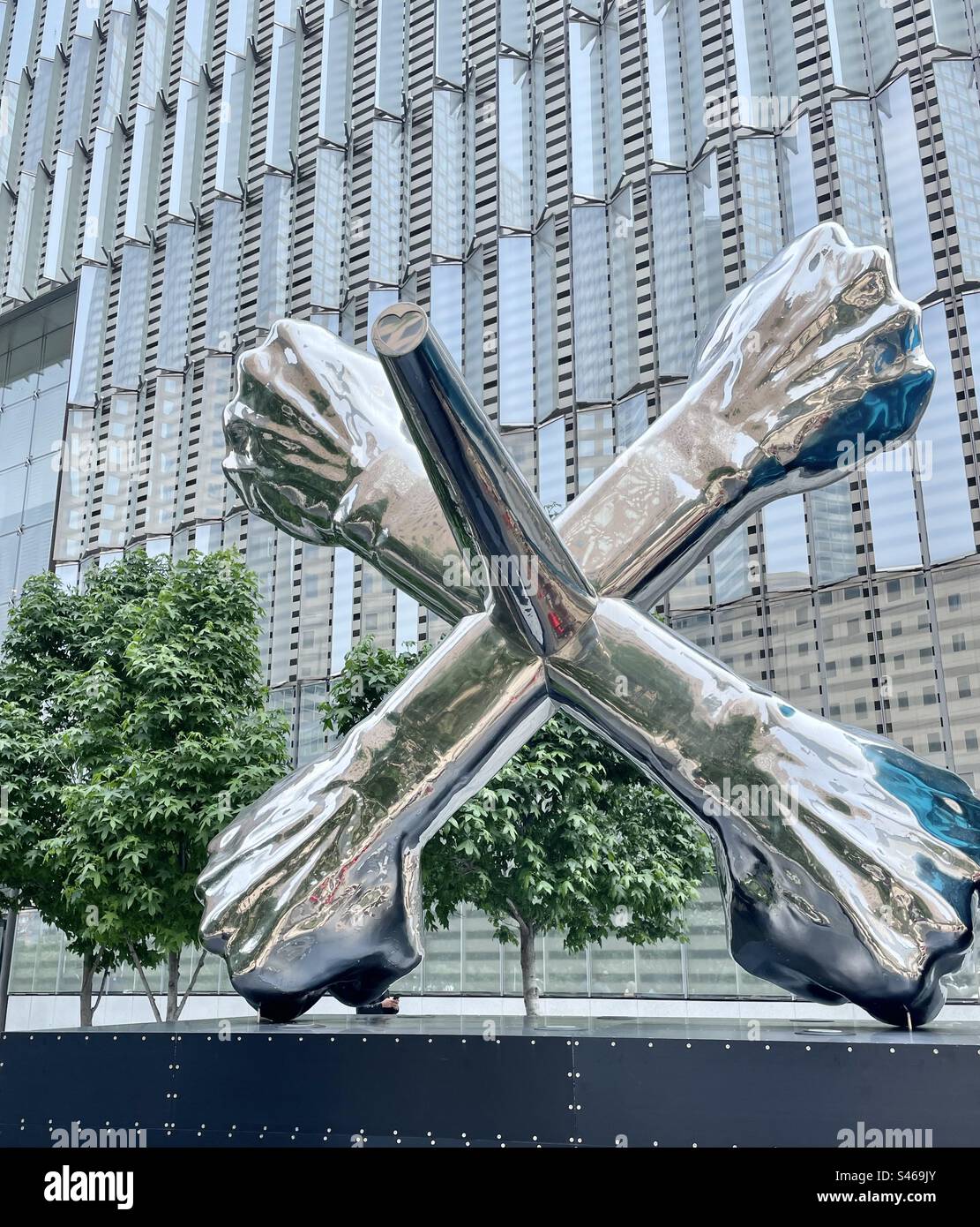Jack géant dans l'installation d'art XO Play XO World par Daniel Anderson au World Trade Center, New York, USA - Image de stock capturée avec un smartphone