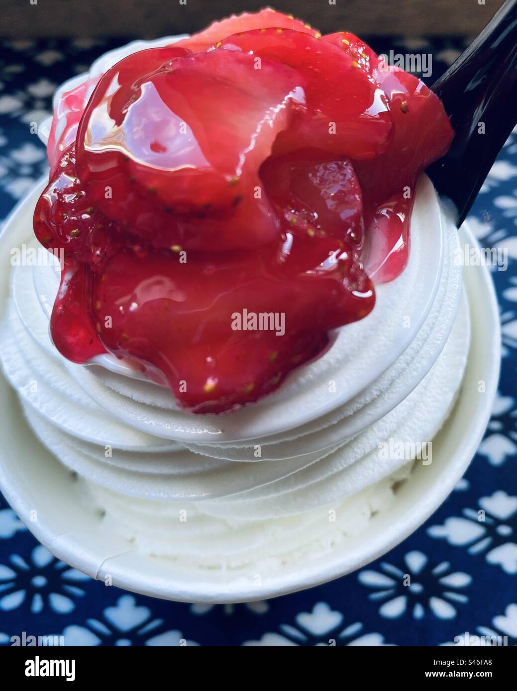 Fraises et fro-yo Banque D'Images