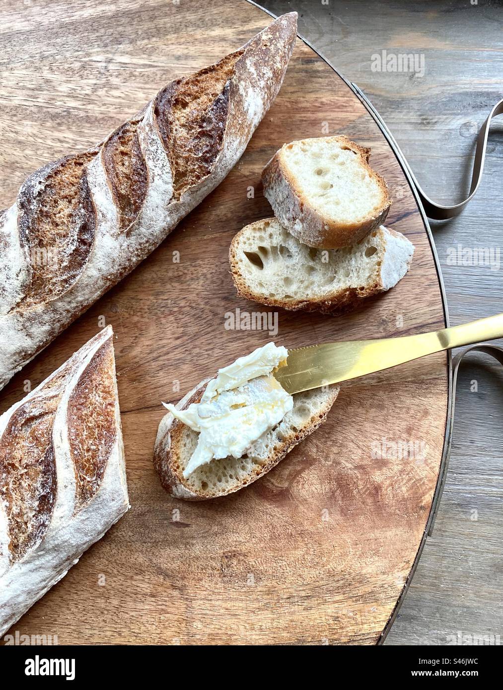 La Baguette et beurre Banque D'Images