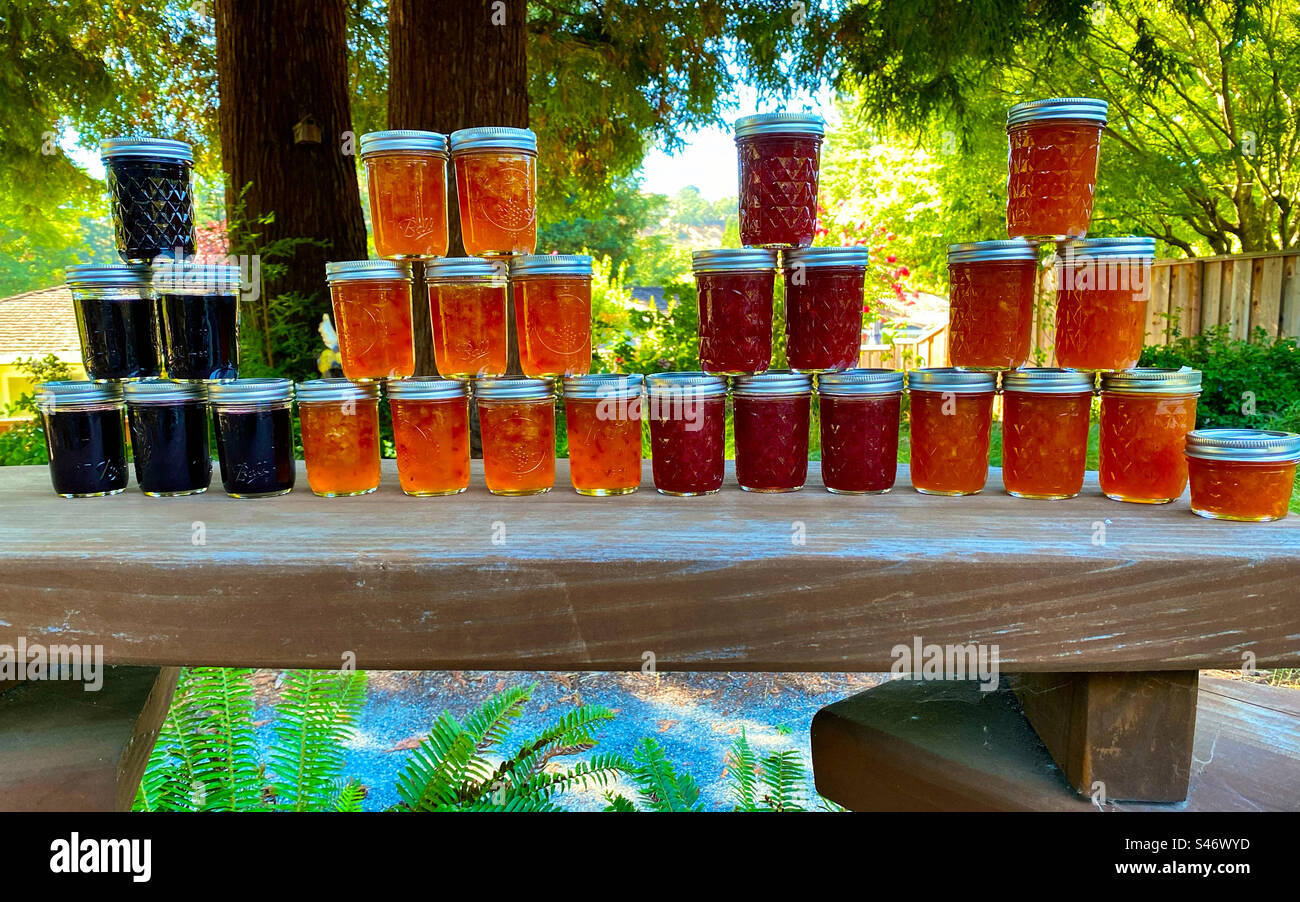 Pots de confitures estivales. Banque D'Images