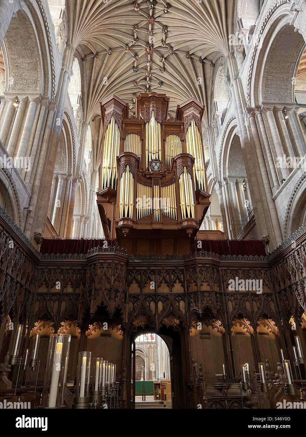 Orgue rénové par Neely dans la cathédrale historique de Norwich Banque D'Images