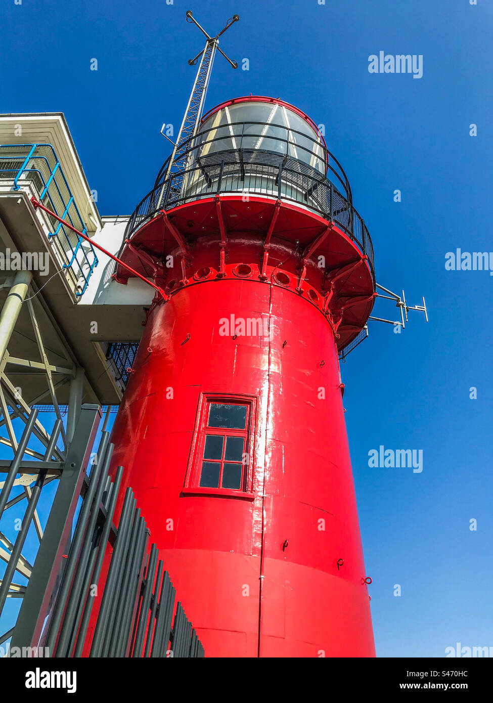 Phare rouge sur l'île de Vlieland Banque D'Images