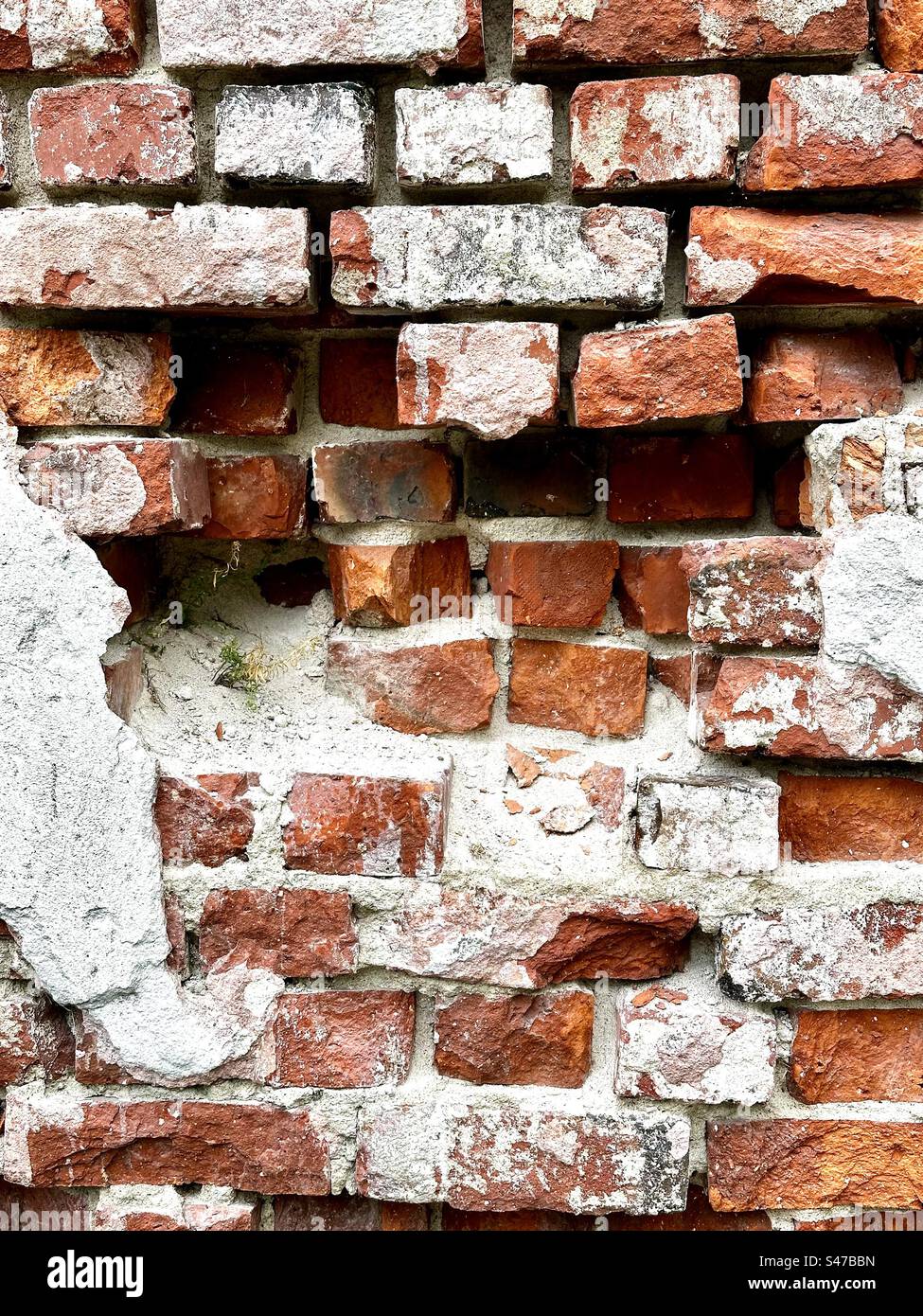 Mur de briques endommagées - Image de stock capturée avec un smartphone