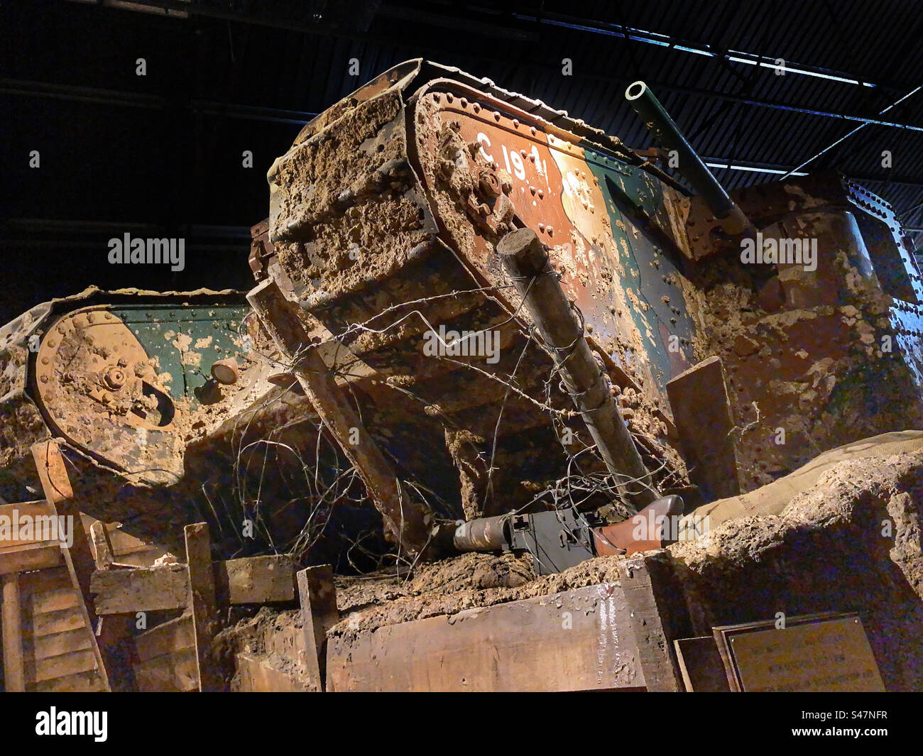 Char de la première Guerre mondiale au Bovington Tank Museum Dorset - Image de stock capturée avec un smartphone
