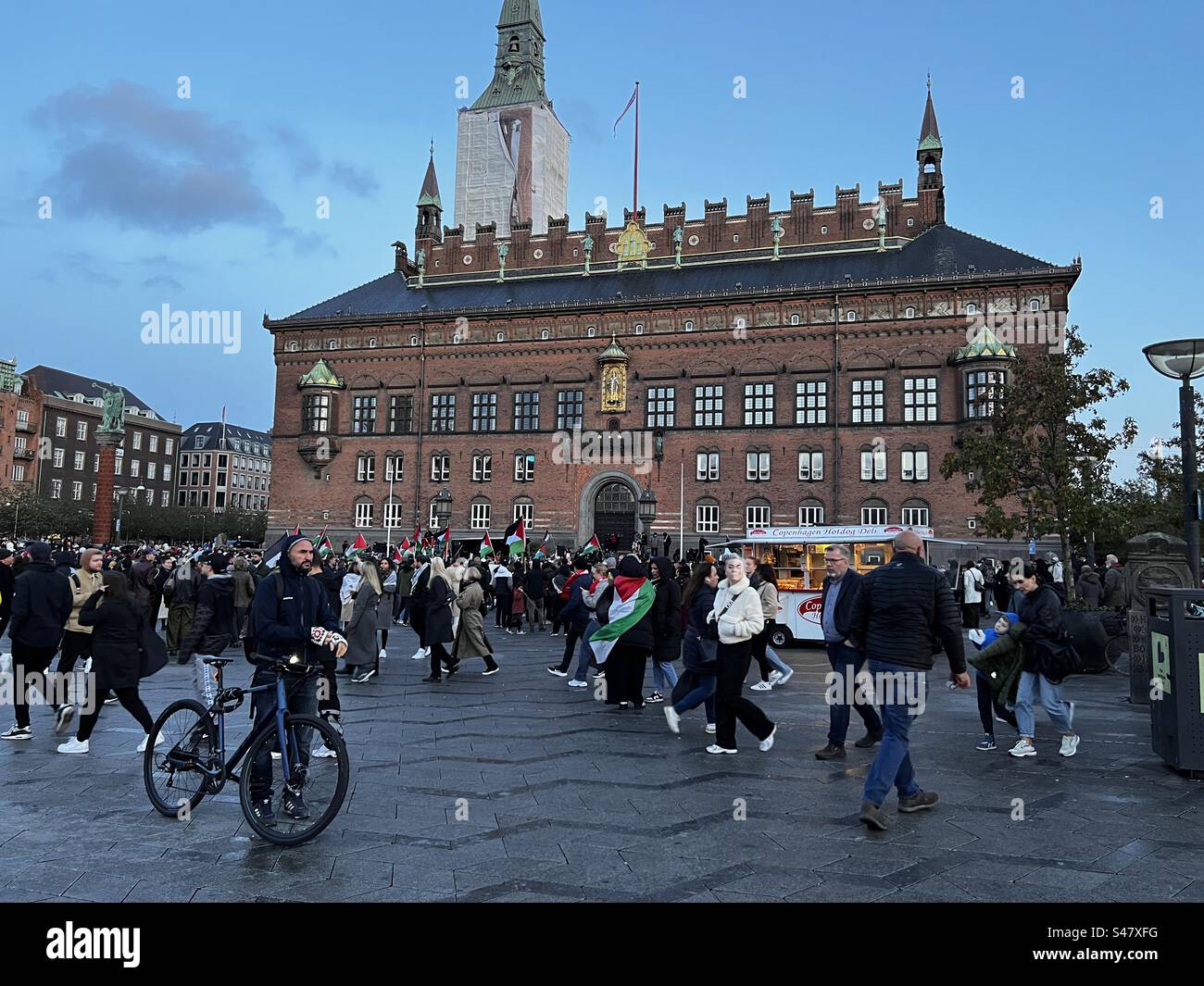 Manifestation pro-palestinienne sur la place de la mairie de Copenhague, Danemark, le 14 octobre Banque D'Images