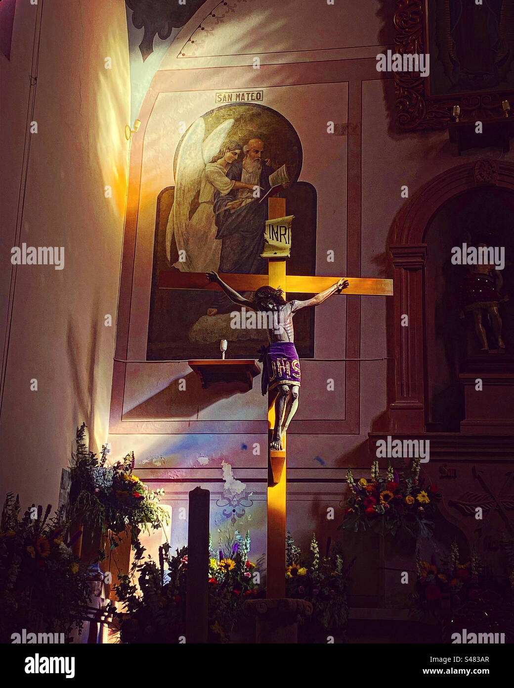 Jésus Christ crucifié à San Sebastian Bernal à Querétaro, Mexique. Banque D'Images