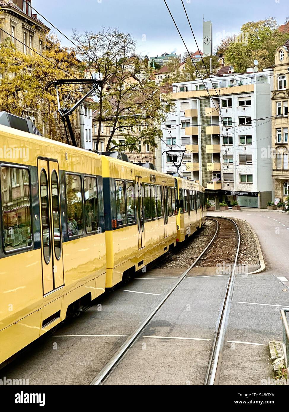 Tramways des transports publics à Stuttgart Banque D'Images