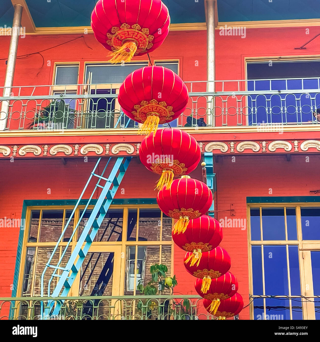 Red Chinese Lanterns Chinatown, San Francisco, Californie, États-Unis - Image de stock capturée avec un smartphone