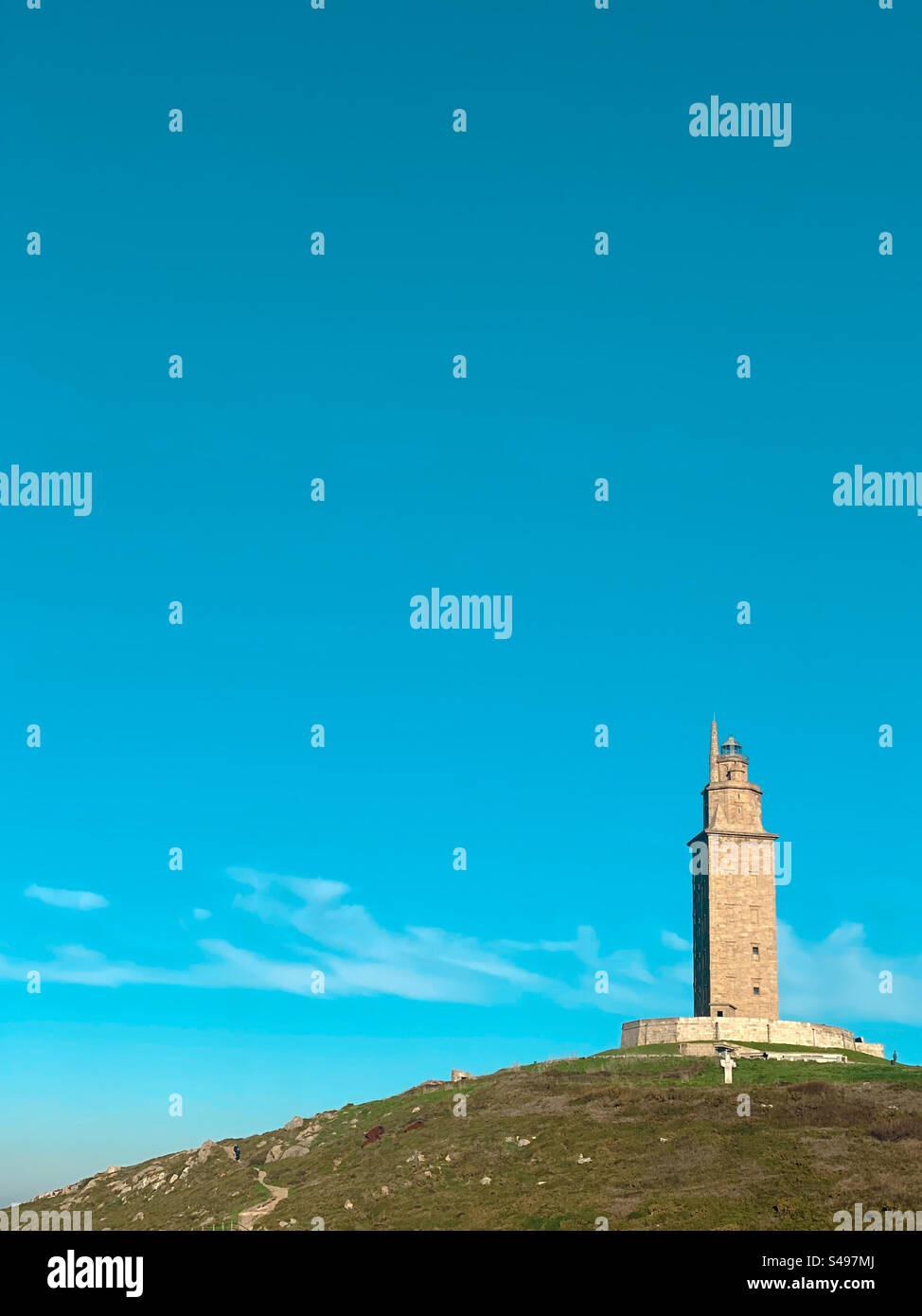 Torre de Hercule, au nord-ouest de la côte espagnole, est le plus ancien phare en usage - Image de stock capturée avec un smartphone