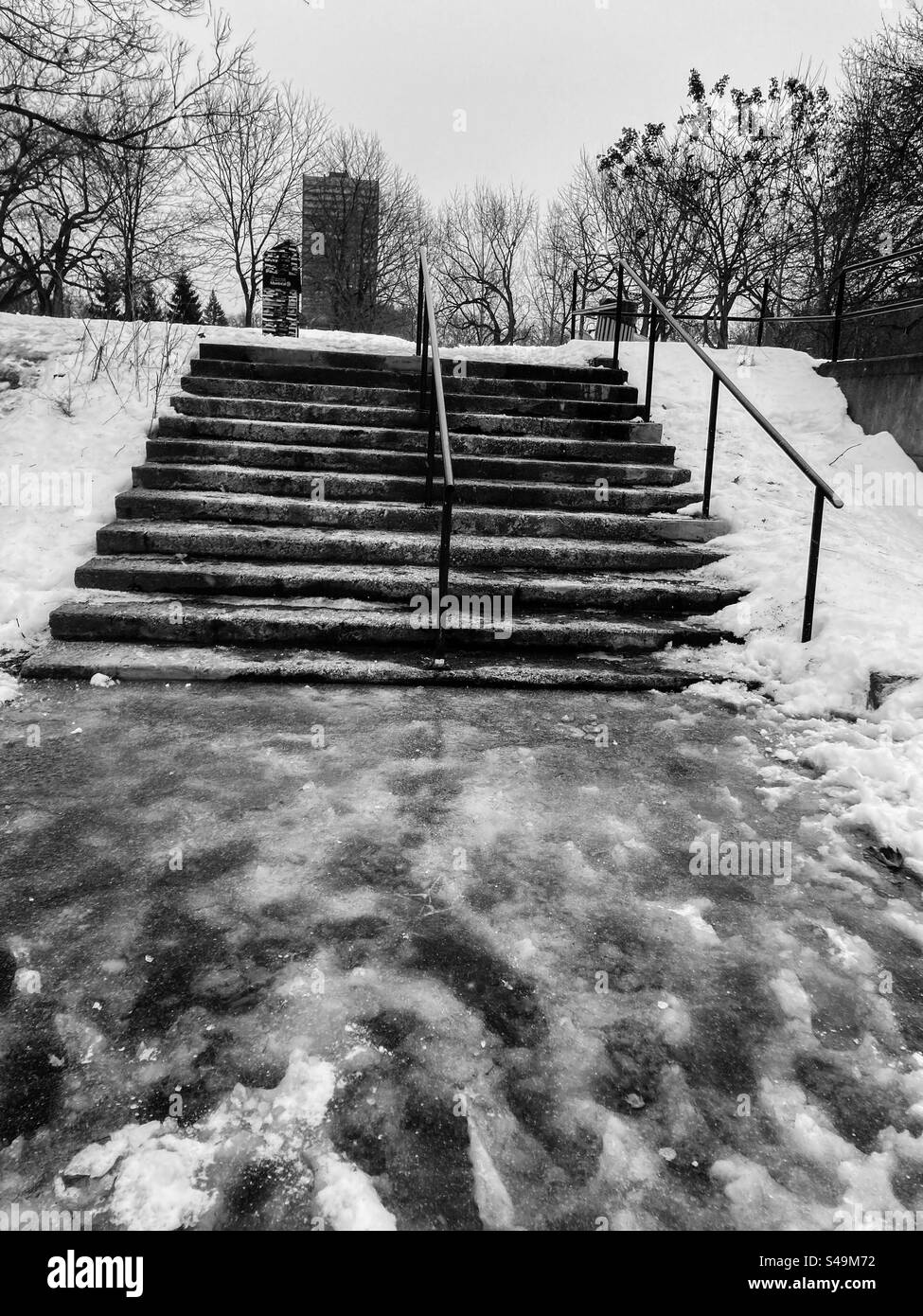 Escaliers en hiver Banque D'Images