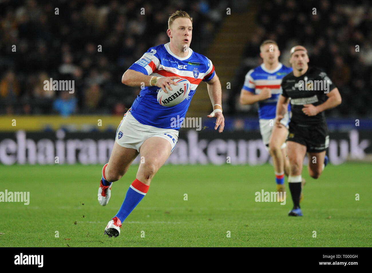 Hull, Royaume-Uni. , . 15 mars 2019. KCOM Stadium, Hull, Angleterre ; Rugby League Super League Betfred, Hull FC vs Wakefield Trinity ; TrinityÕs Kopczak Wakefield Craig fait une rupture nette. Credit : Dean Williams/Alamy Live News Banque D'Images