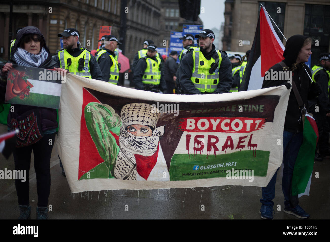 Glasgow, Ecosse, 16 mars 2019. Pro-Palestine et groupes Pro-Israel répondre à un anti-racisme rassemblement à George Square, à Glasgow, Écosse, 16 mars 2019. Photo par : Jeremy Sutton-Hibbert/Alamy Live News. Banque D'Images