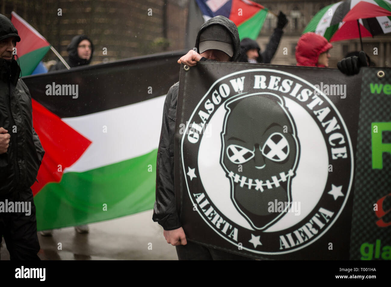 Glasgow, Ecosse, 16 mars 2019. Pro-Palestine et groupes Pro-Israel répondre à un anti-racisme rassemblement à George Square, à Glasgow, Écosse, 16 mars 2019. Photo par : Jeremy Sutton-Hibbert/Alamy Live News. Banque D'Images