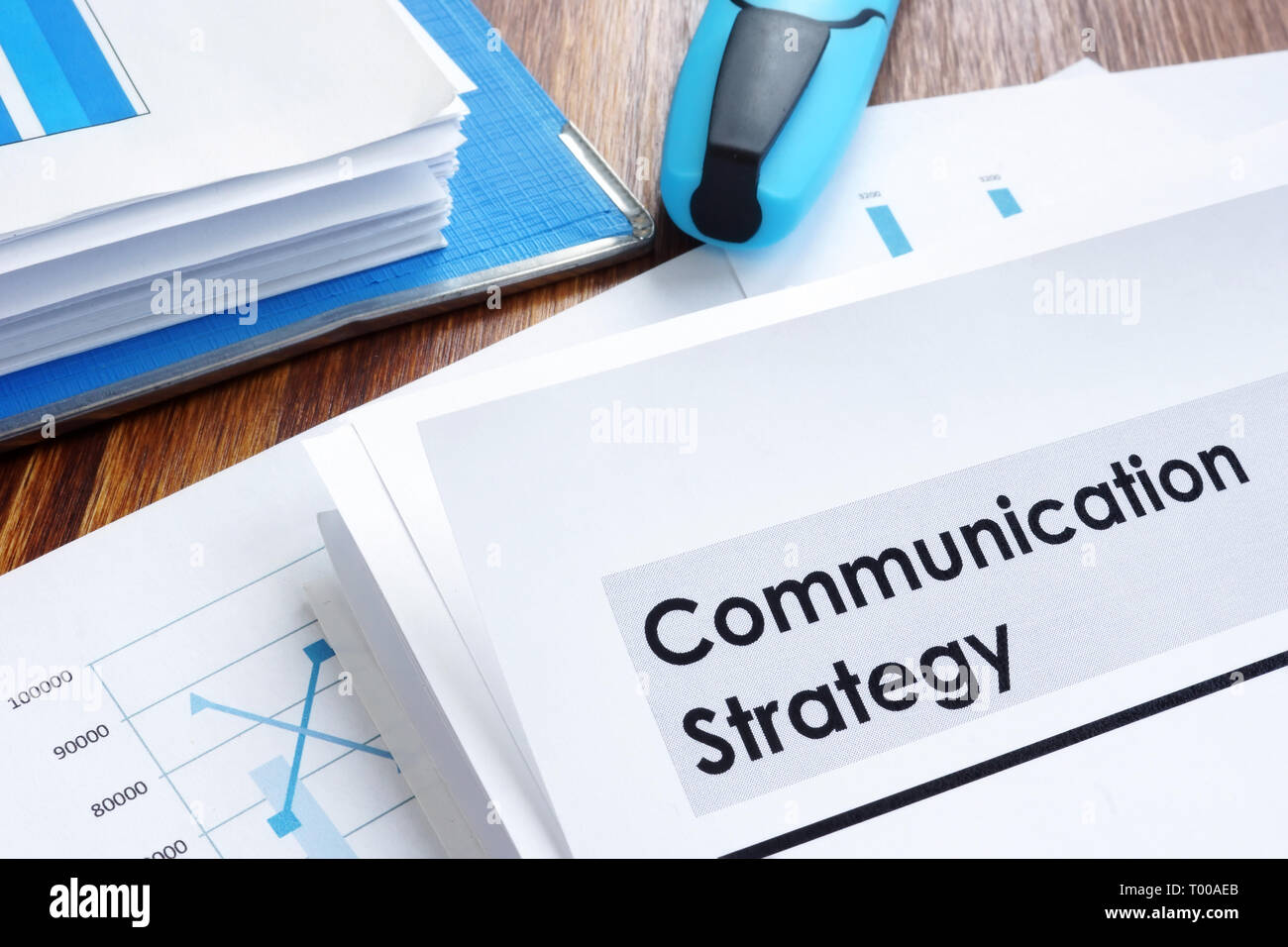 Stratégie de communication sur un bureau. Banque D'Images