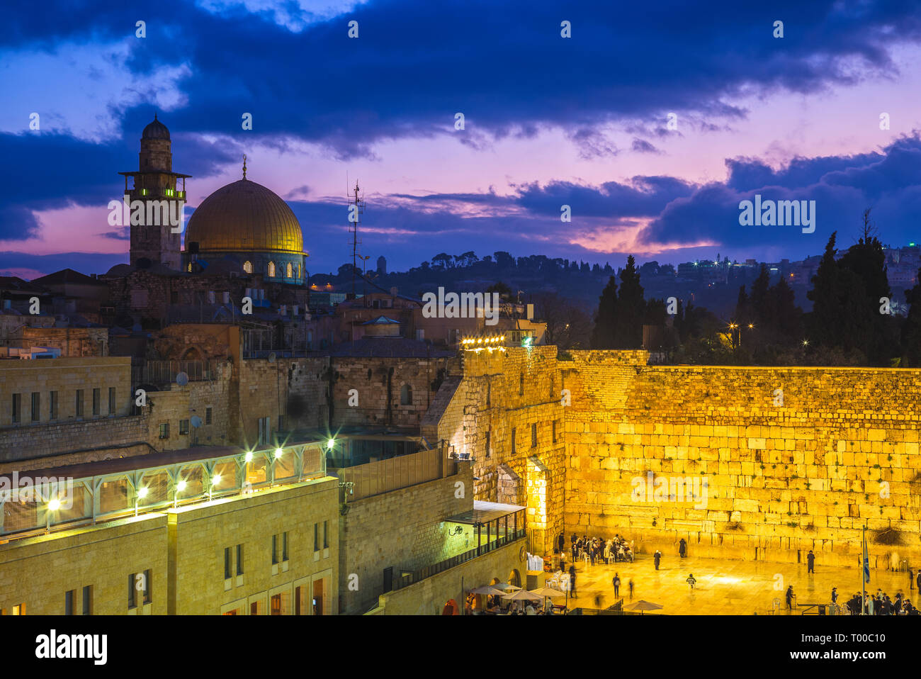 Le Mur des lamentations et Dôme du Rocher, Jérusalem Banque D'Images