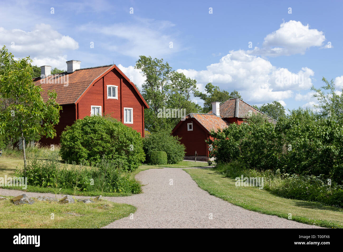 Carl Linnaeus estate (Hammarby) village s'ouvre pour les visiteurs en été. Un service d'interprète est sur demande pour sa succession de marche. La Suède Banque D'Images