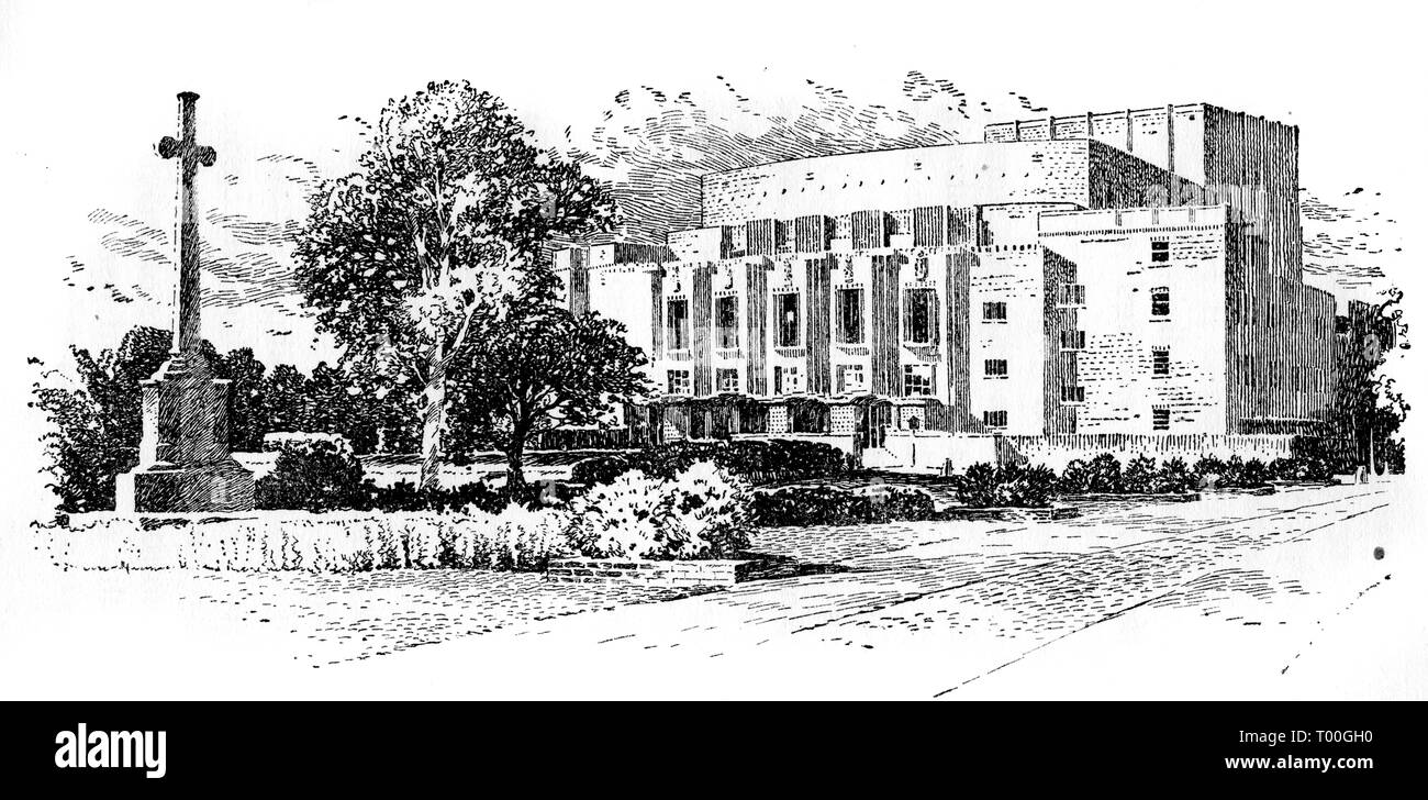 Nouveau Shakespeare Memorial Theatre à Stratford-on-Avon. Le Royal Shakespeare Theatre ouvert en 1932 sur le site adjacent à l'original Shakespeare Memorial Theatre, qui a ouvert ses portes le 19 avril 1879 et a été détruit par un incendie le 6 mars, 1926. Banque D'Images
