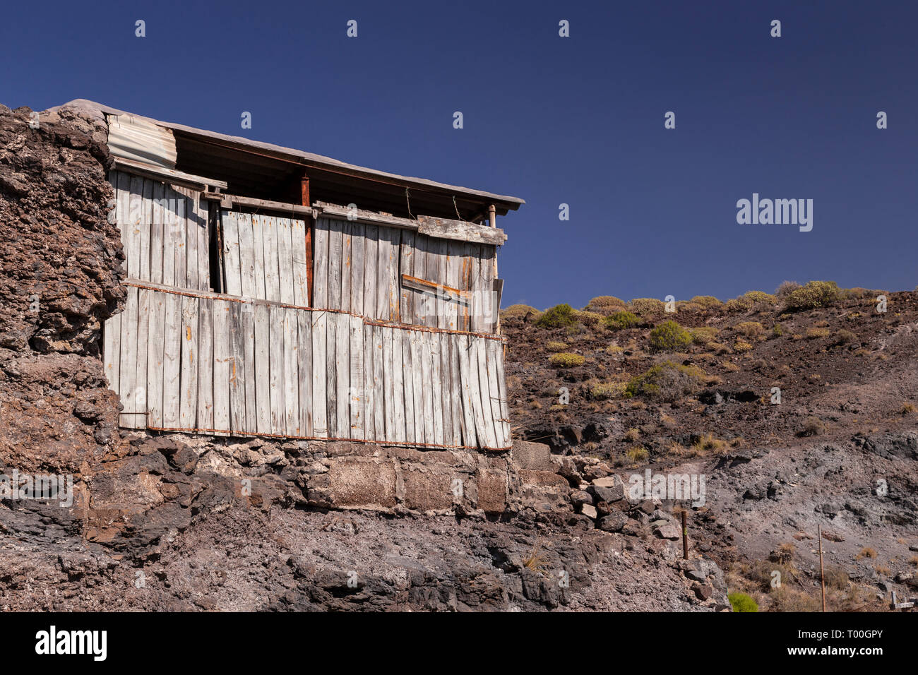 Ancien hangar en bois au Puerto de Aldea, Gran Canaria, Îles Canaries Banque D'Images