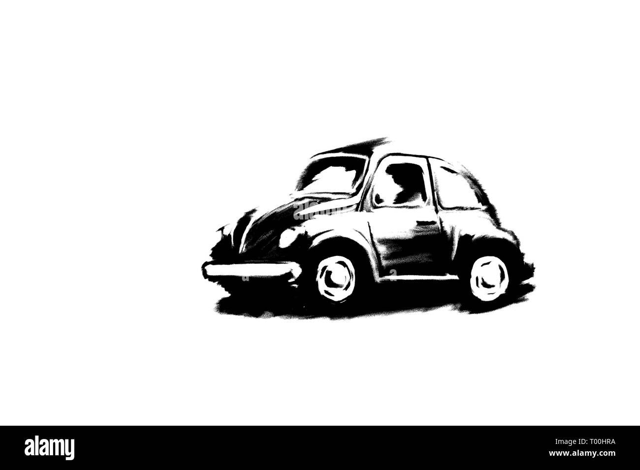 Petite voiture illustration avec effet theresold sur fond blanc Banque D'Images