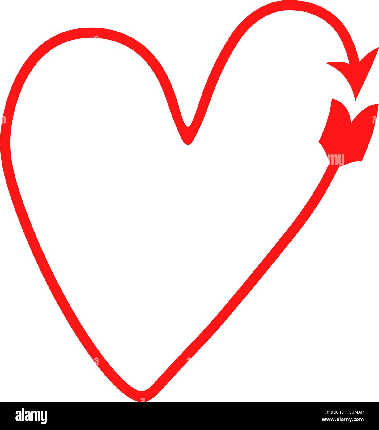 Vecteur rouge coeur sensible sous la forme d'une flèche. Flèche de Cupidon. Symbole de la Saint-Valentin. Illustration de Vecteur