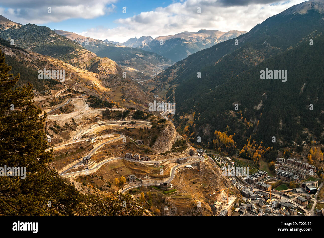 Vue aérienne de Canillo en Andorre Banque D'Images