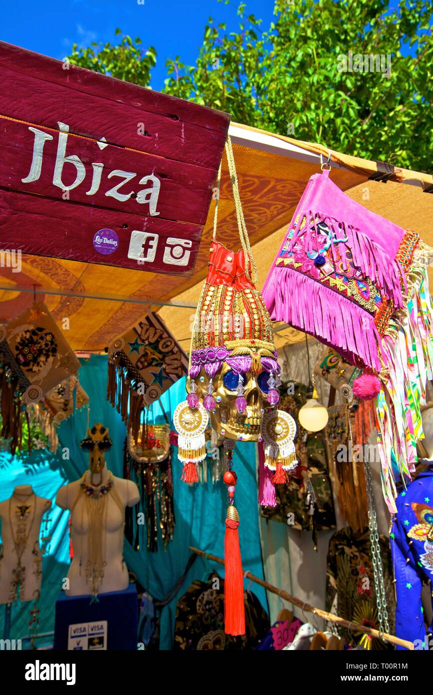 Marché Hippie de Las Dalias, Sant Carles de Peralta, Ibiza, Baléares, Espagne Banque D'Images