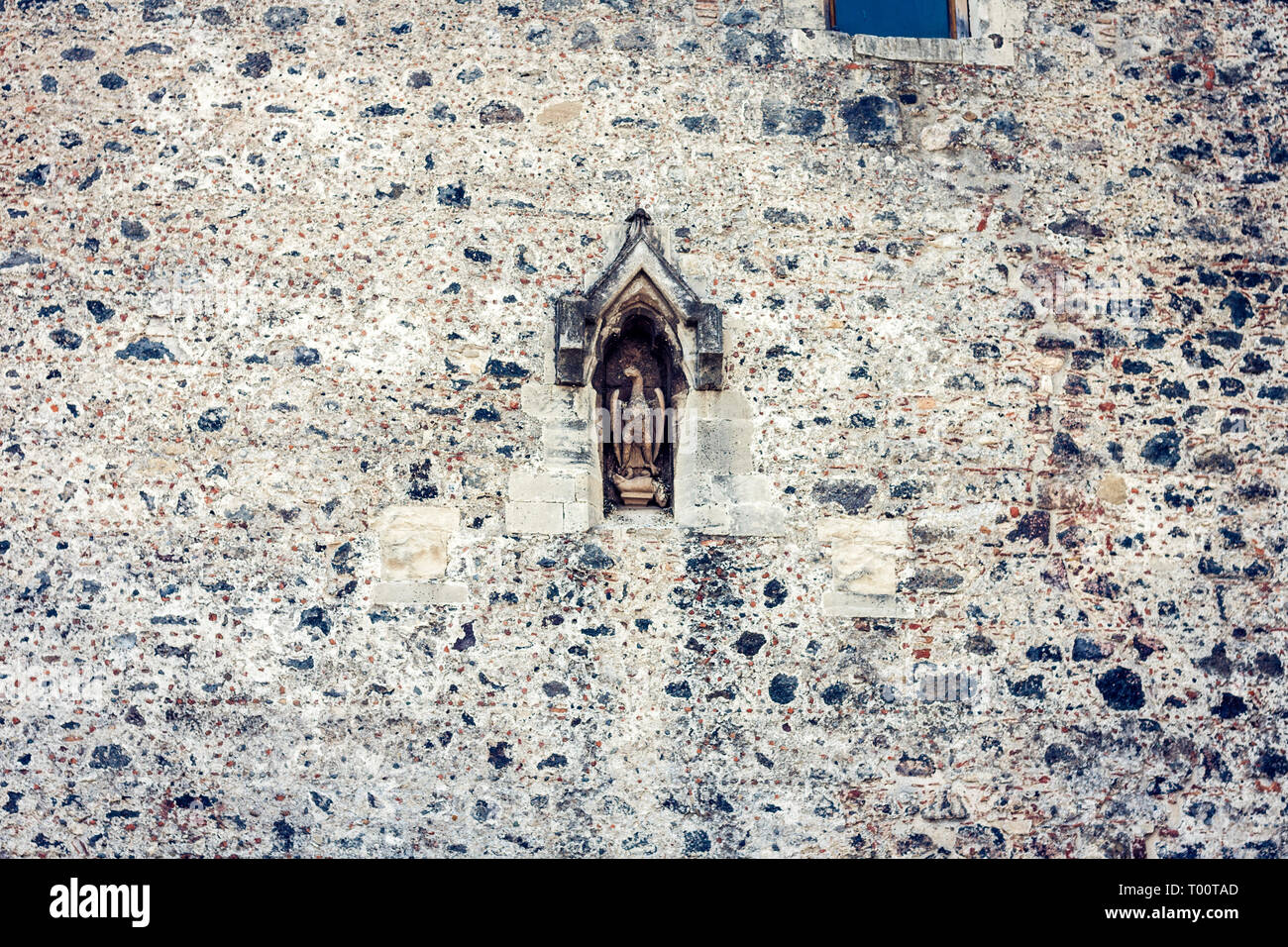 Dalles de pierre texture background, mur de Castello Ursino, ancien château à Catane, Sicile, Italie Banque D'Images