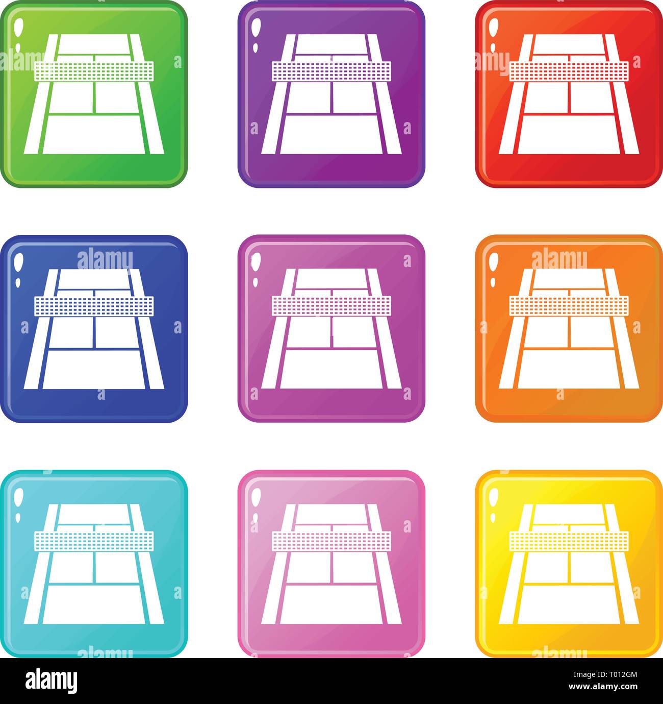 Tennis icons set 9 couleurs Illustration de Vecteur