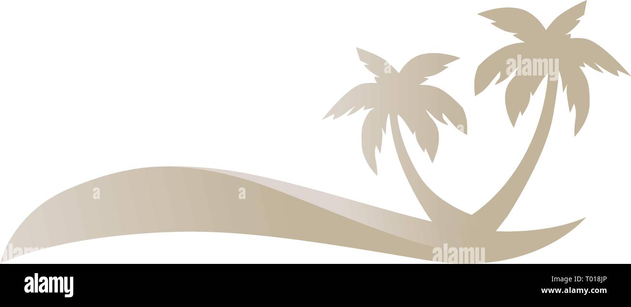 Dunes d'or avec palmes, icône logo abstrait Illustration de Vecteur