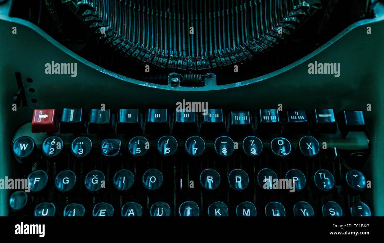 Cose up of old vintage typewriter Banque D'Images