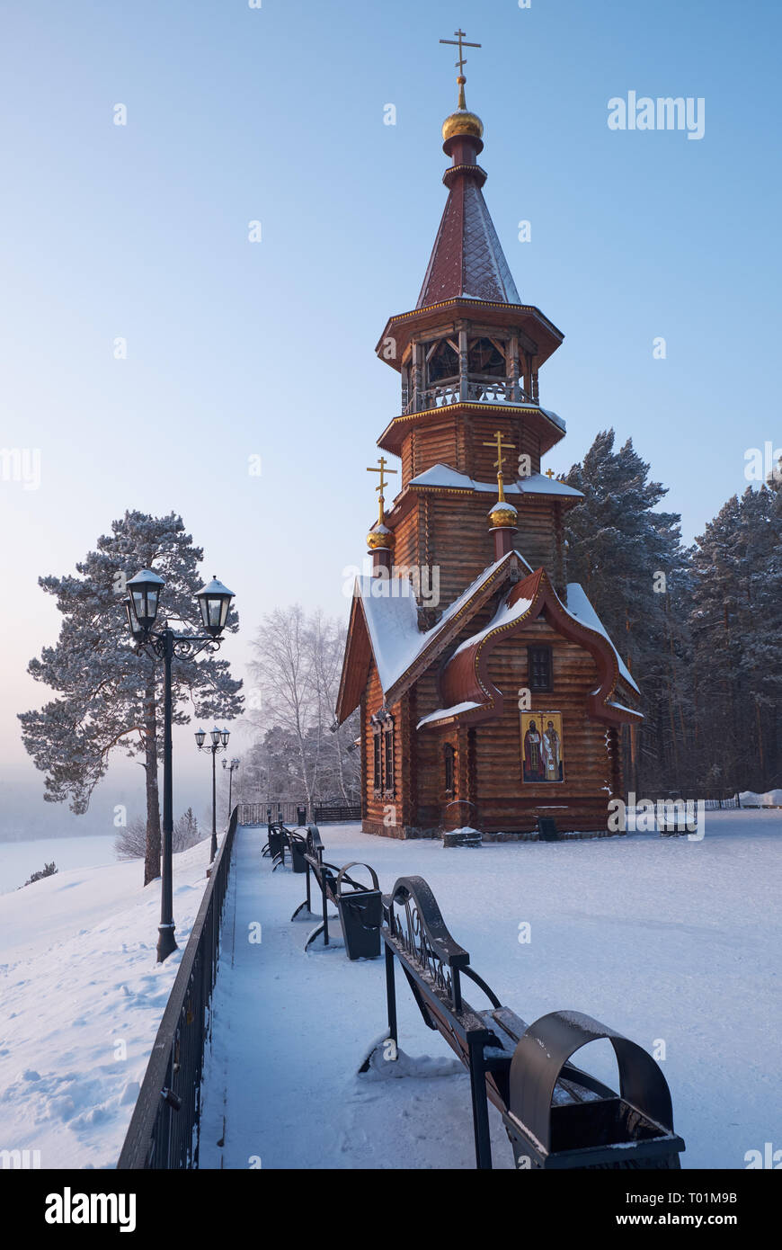PISANITSA TOMSKAYA, RUSSIE - janvier 04, 2019 : Chapelle en l'honneur des saints Cyrille et Méthode Banque D'Images