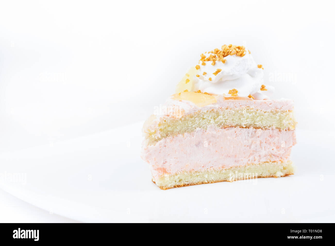 Un morceau de gâteau sur une assiette blanche Banque D'Images