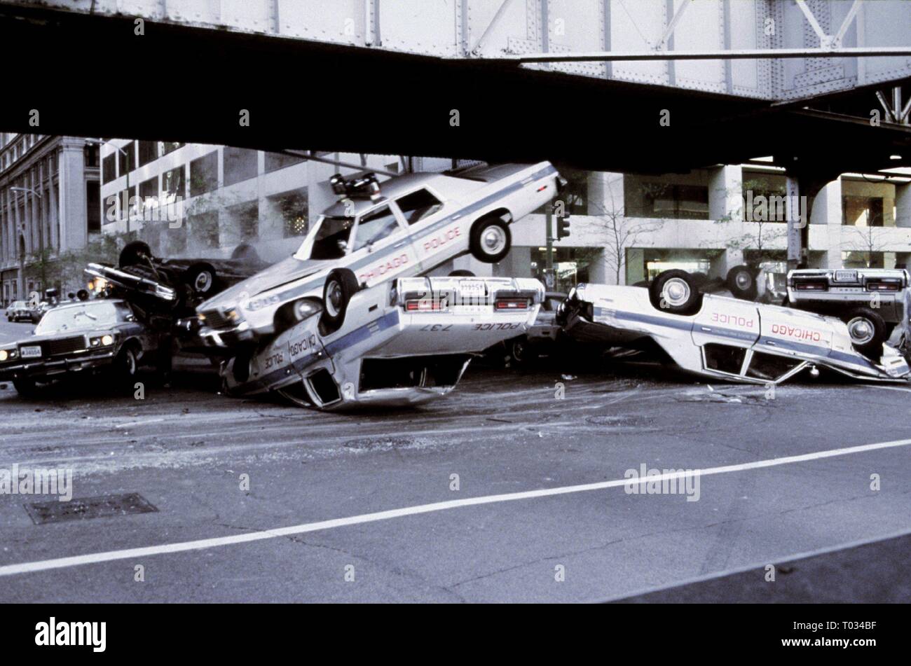 Accident de voiture de police, les Blues Brothers, 1980 Banque D'Images