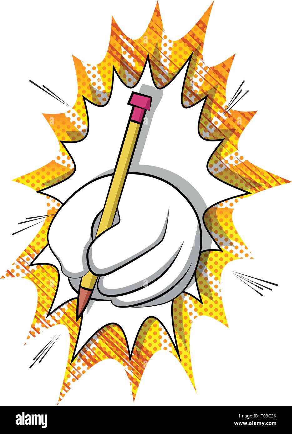 Vector cartoon part écrit au crayon. Signe illustré sur fond de bande dessinée. Illustration de Vecteur