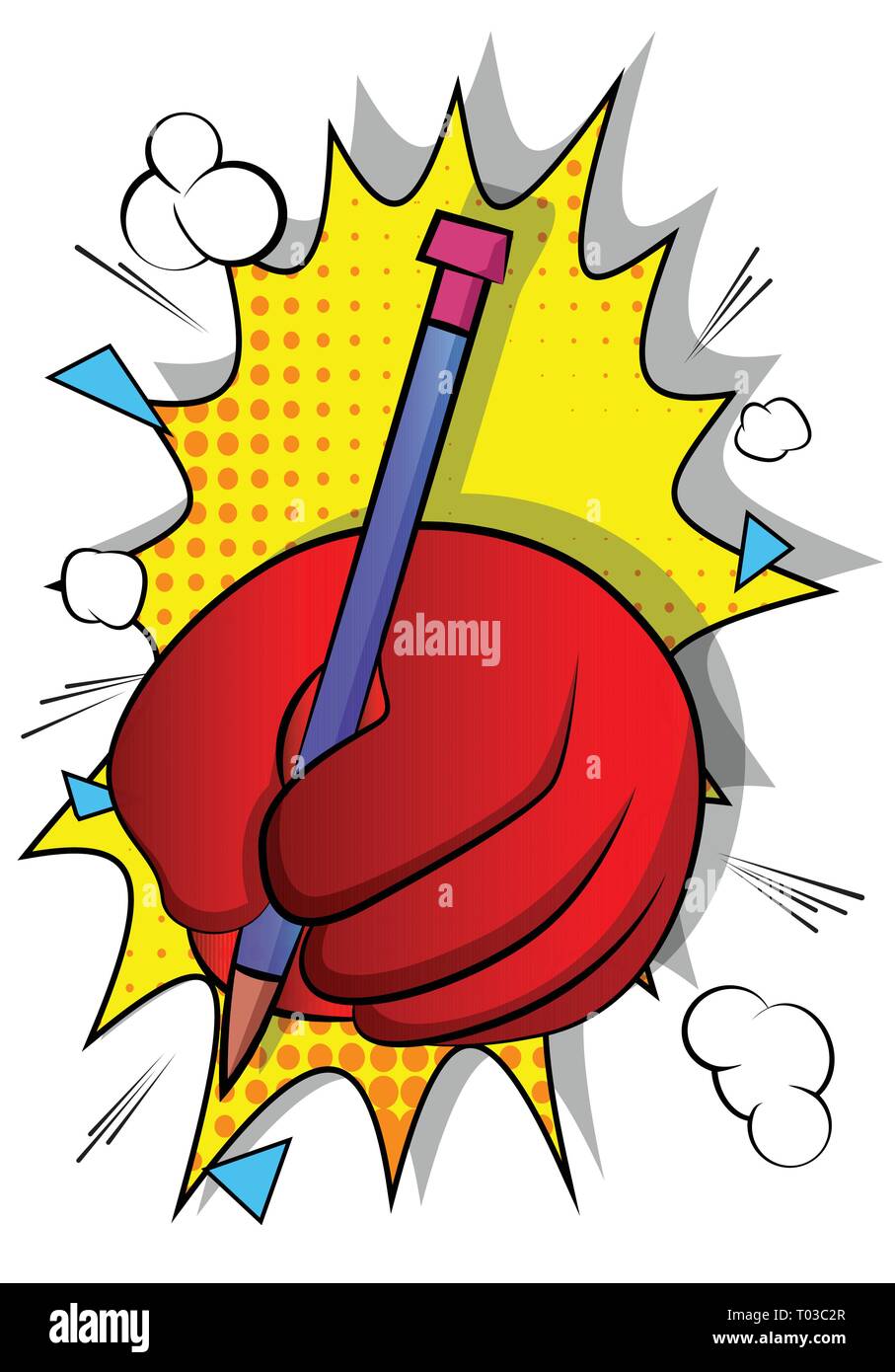 Vector cartoon part écrit au crayon. Signe illustré sur fond de bande dessinée. Illustration de Vecteur