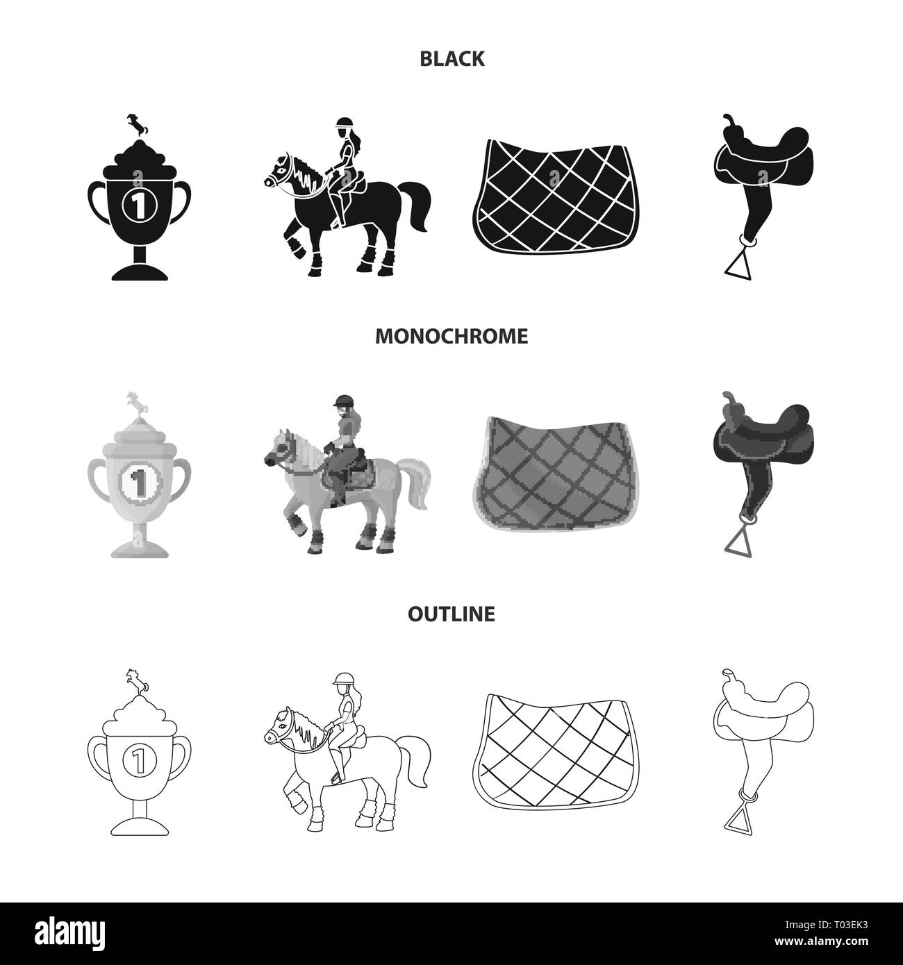 Conception de vecteur matériel équitation icône. Ensemble d'équipements et la concurrence symbole boursier pour le web. Illustration de Vecteur