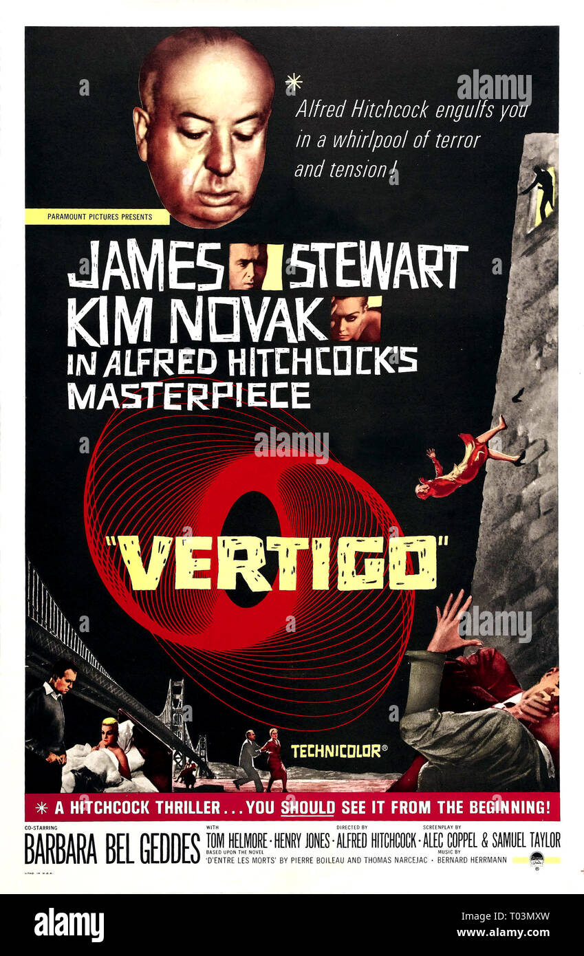 Affiche de film d'Alfred Hitchcock, Vertigo, 1958 Banque D'Images