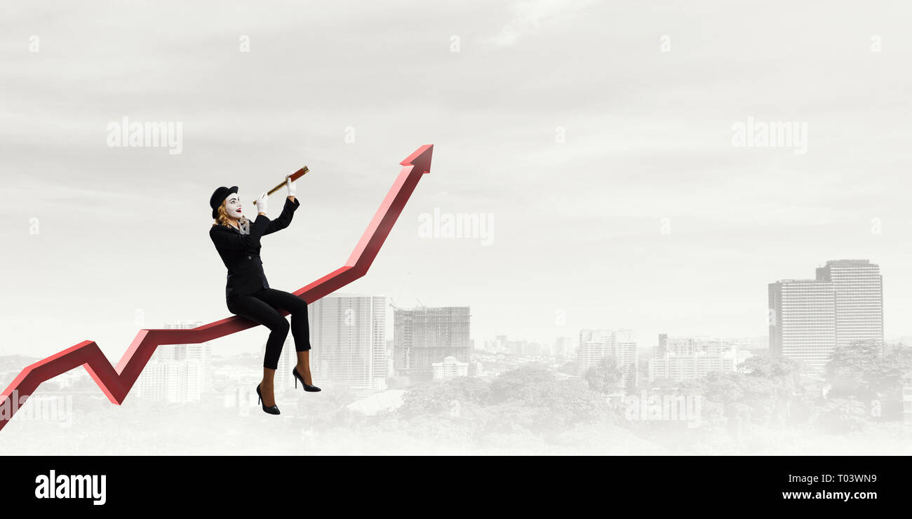 Jeune femme mime. Technique mixte Banque D'Images