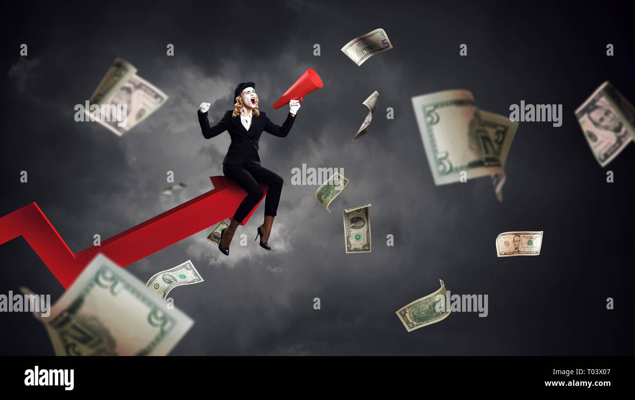 Jeune femme mime. Technique mixte Banque D'Images