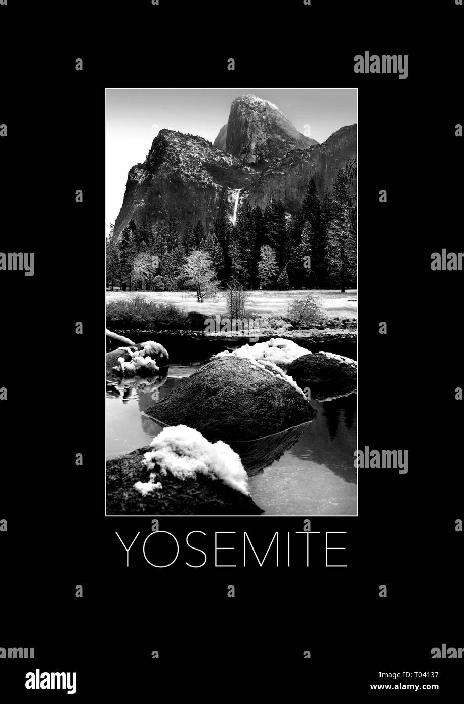 Ici, c'est en hiver Yosemite dans un format poster. Banque D'Images