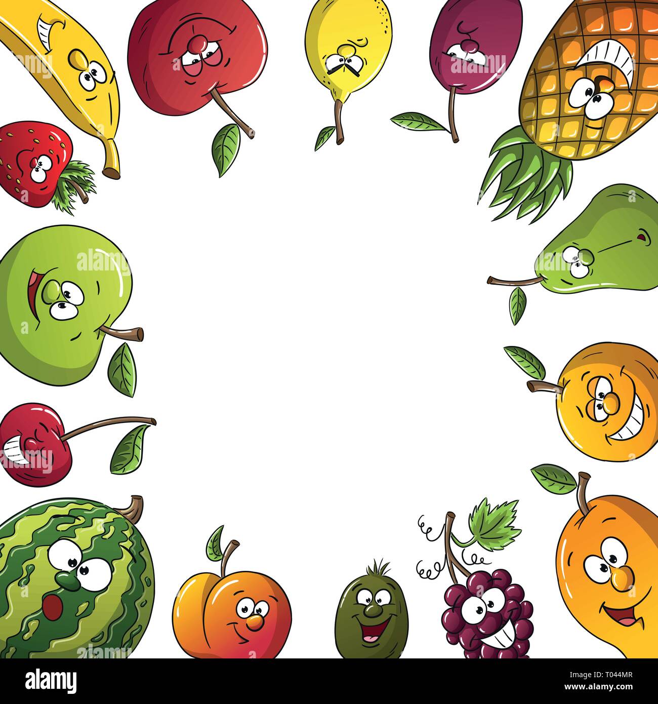 Caricature de fruits frais. Avec des calques distincts. Illustration de Vecteur